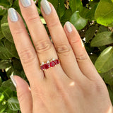 Vintage Lab Grown Ruby Heart and Diamond Band 14k