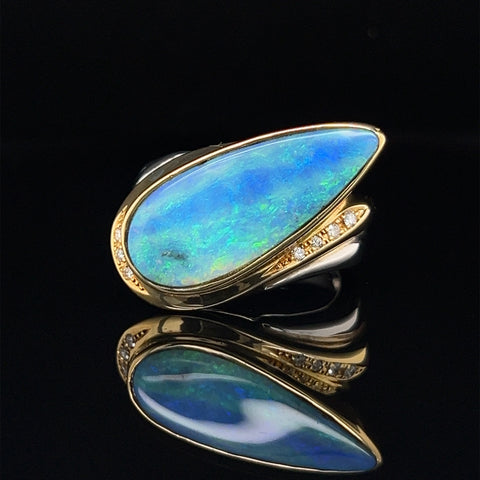Boulder Opal and Diamond Ring 18k/Platinum