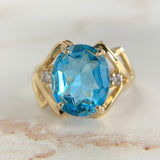 Vintage Blue Topaz and Diamond Ring 14k