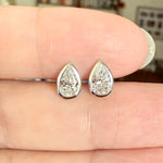White Gold 1ctw Bezel Pear Cut Lab Diamond Studs 10k