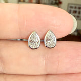 White Gold 1ctw Bezel Pear Cut Lab Diamond Studs 10k