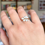 Opal and Diamond Flower Ring 14k