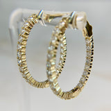 1.65ctw Small Oval Lab Diamond Inside Out Hoops 14k Yellow Gold