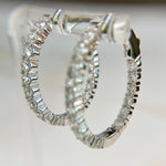 2.79ctw Small Oval Lab Diamond Inside Out Hoops 14k White Gold