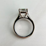 Antique Cut Emerald Lab Diamond Ring Platinum