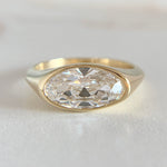 Custom 1.86ct Antique Moval Lab Grown Diamond Ring 14k IGI Report