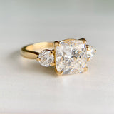 3.28ctw 3 Stone Cushion Lab Diamond Ring 18k IGI Cert