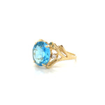 Vintage Blue Topaz and Diamond Ring 14k