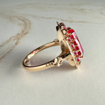 Vintage Lab Grown Ruby Shield Ring 14k