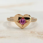 Sapphire and Diamond Heart Ring 14k