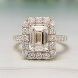 2.8ctw Emerald Cut Lab Diamond Halo Ring 14k