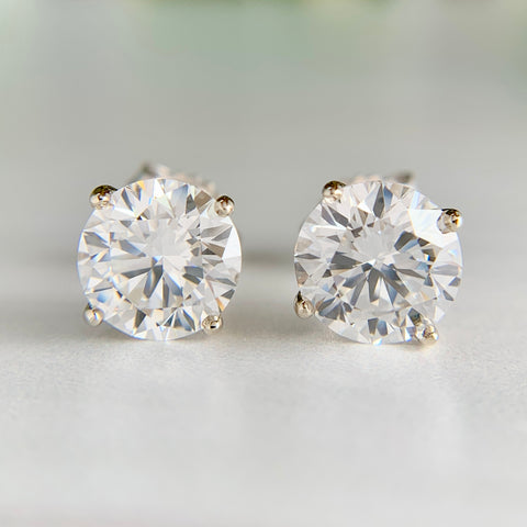 4.3ctw Certed Lab Grown Diamond Studs 14k White Gold