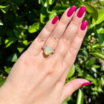 Platinum Opal Cabochon and Diamond Ring