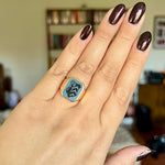 Vintage Blue Sardonyx Intaglio Signet Ring 18k