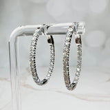 1.68ctw Small Oval Lab Diamond Inside Out Hoops 14k White Gold