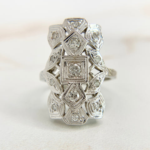 Vintage Diamond Panel Ring 14k