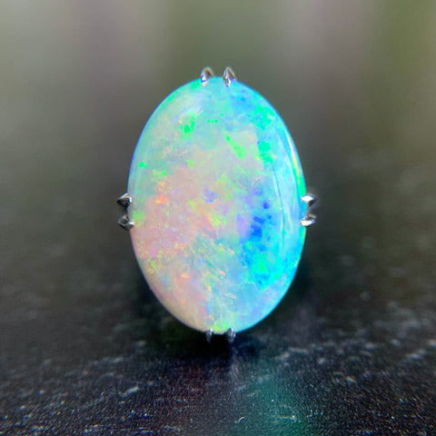 Platinum Art Deco Opal Ring