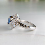 GIA Unheated Ceylon Sapphire and Diamond Ballerina Ring Platinum