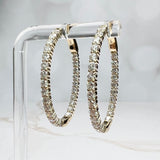 2.93ctw Large Oval Lab Diamond Inside Out Hoops 14k Yellow Gold