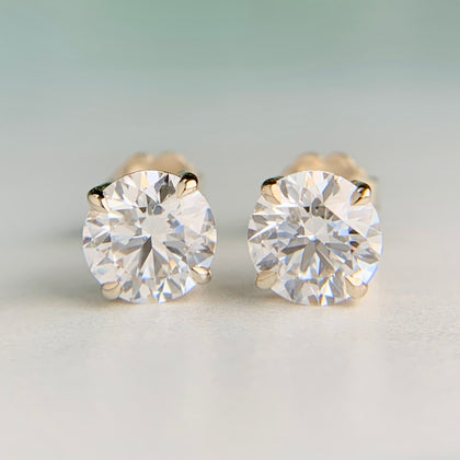 2.18ctw IGI Cert HPHT Lab Diamond Studs 14k