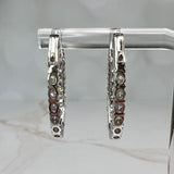 2.79ctw Small Oval Lab Diamond Inside Out Hoops 14k White Gold