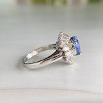 GIA Unheated Ceylon Sapphire and Diamond Ballerina Ring Platinum