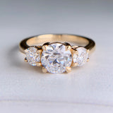 1.5ctw Old European 3 Stone Lab Diamond Ring 10k