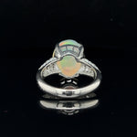 Platinum Opal Cabochon and Diamond Ring