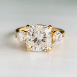 3.28ctw 3 Stone Cushion Lab Diamond Ring 18k IGI Cert