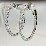 1.68ctw Small Oval Lab Diamond Inside Out Hoops 14k White Gold