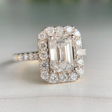 2.8ctw Emerald Cut Lab Diamond Halo Ring 14k