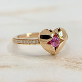 Sapphire and Diamond Heart Ring 14k