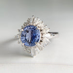 GIA Unheated Ceylon Sapphire and Diamond Ballerina Ring Platinum