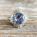 GIA Unheated Ceylon Sapphire and Diamond Ballerina Ring Platinum