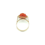 Vintage Coral Flower Ring 14k