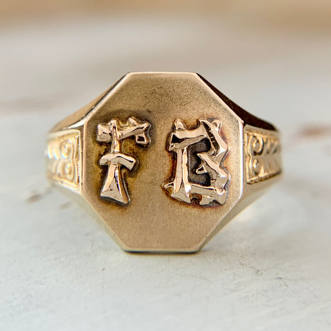 1932 JR Wood and Sons "FB" Signet Ring  14k