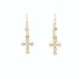 Diamond Cross Dangle Earrings 14k