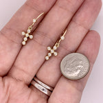 Diamond Cross Dangle Earrings 14k