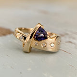 Iolite and Diamond Band 14k
