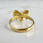 Pearl and Diamond Bow Ring 14k