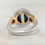 Sapphire Cabochon Cable Rope Ring 18k