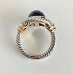 Sapphire Cabochon Cable Rope Ring 18k