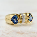 Sapphire Hearts and Diamond Ring 18k