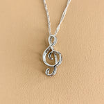 Diamond Music Note Necklace 14k