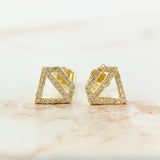 Diamond Shaped Diamond Earrings 14k