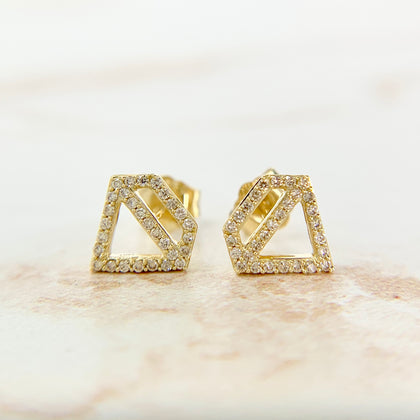 Diamond Shaped Diamond Earrings 14k