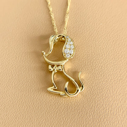 Dog Diamond Necklace 14k