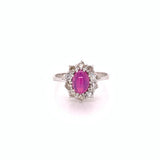 Synthetic Star Ruby and Diamond Ring 14k