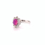 Synthetic Star Ruby and Diamond Ring 14k